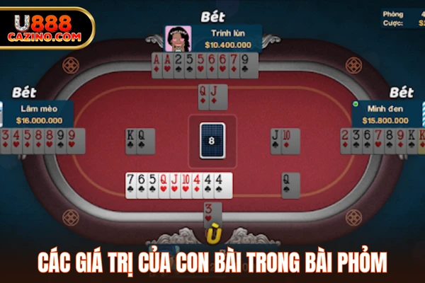Các giá trị của con bài trong cách chơi phỏm
